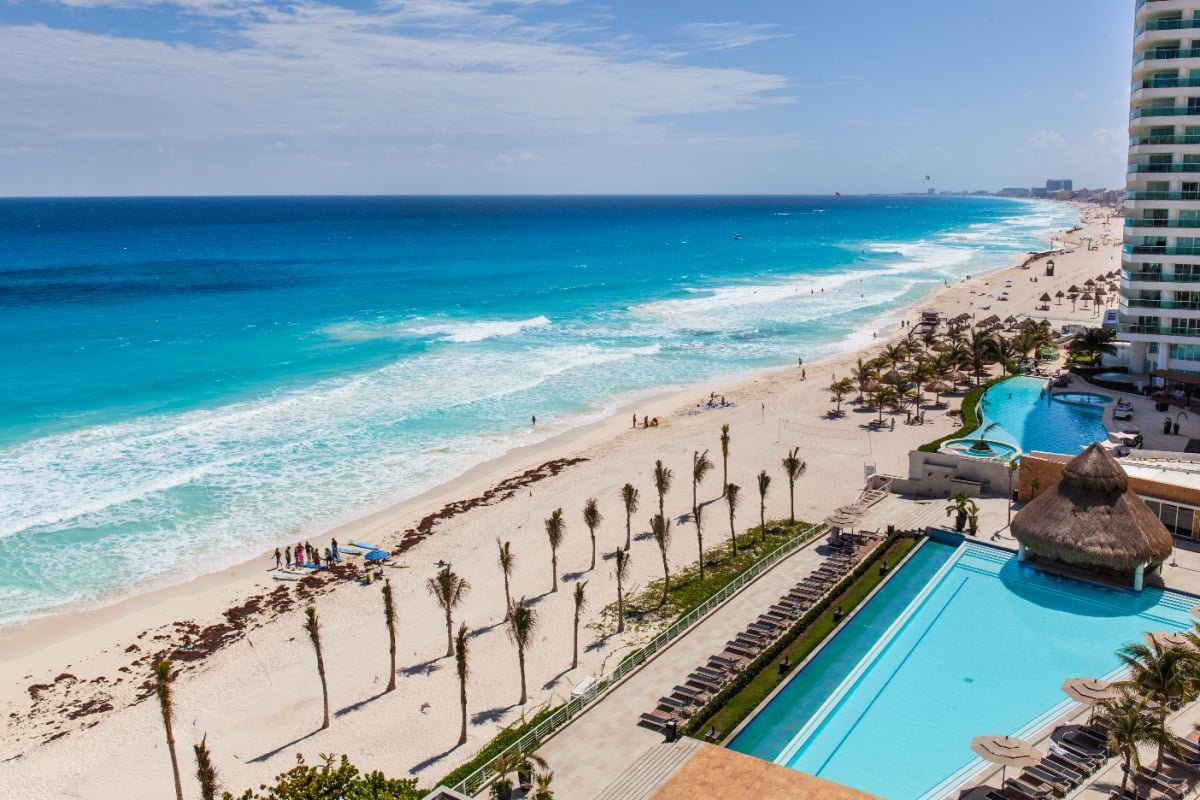 Cancun resort on perfect beach day