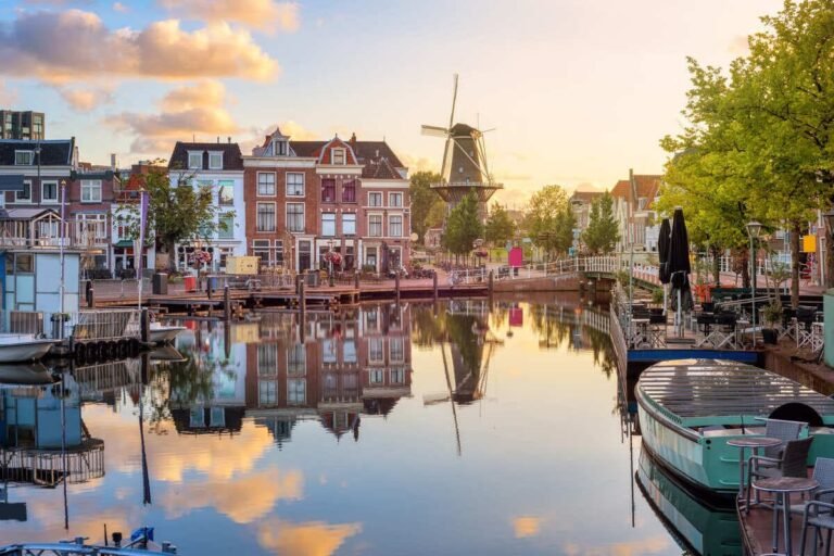 Panoramic Canal In Leiden, Netherlands