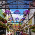 Festive street in Belfast, UK