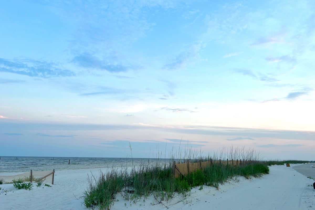 White sand beach in Bay St. Louis, MS